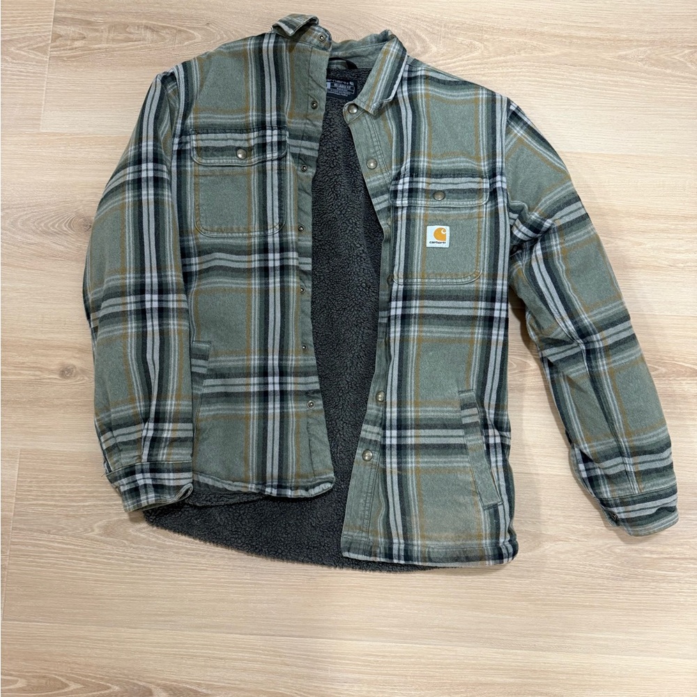 Carhartt Fleece Lined Men's Green Plaid Jacket